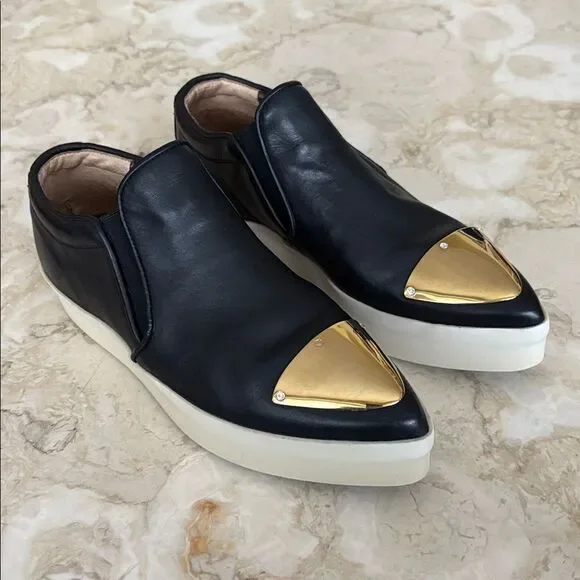 Alexander Smith London Leather Slip On Metal Cap Toe Platform Sneakers - Picture 2 of 14